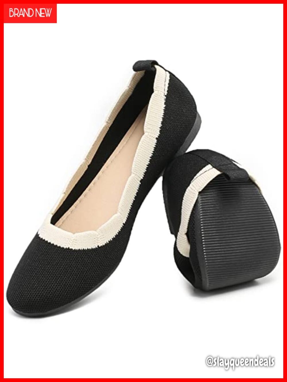 Women's Mesh Knit Ballet Flats Memory Foam Comfort Pull-On Shoes